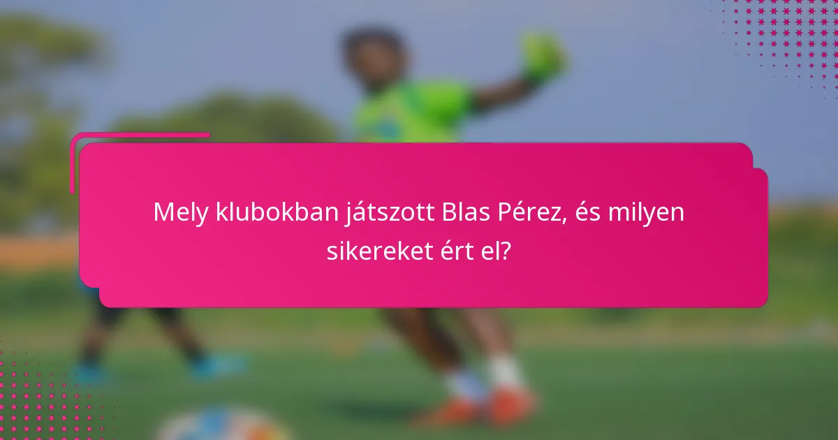 Mely klubokban játszott Blas Pérez, és milyen sikereket ért el?