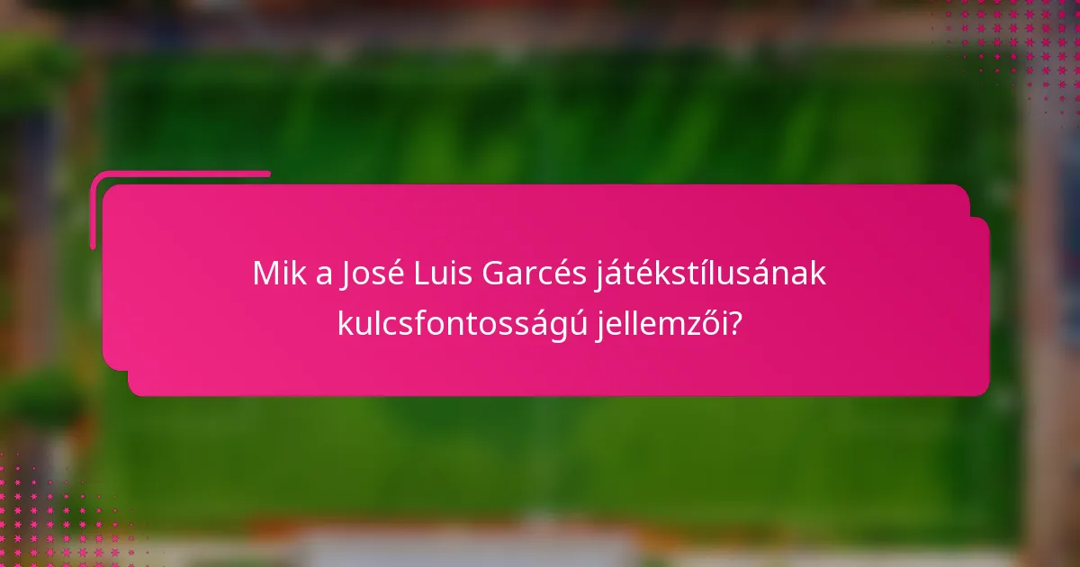 Mik a José Luis Garcés játékstílusának kulcsfontosságú jellemzői?