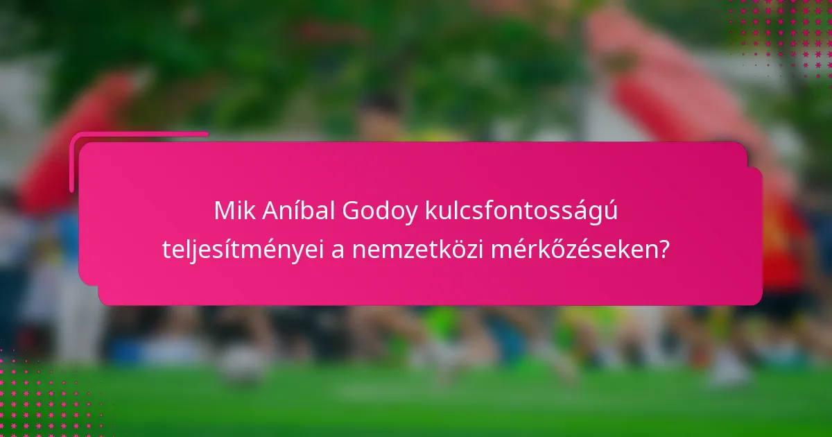 Mik Aníbal Godoy kulcsfontosságú teljesítményei a nemzetközi mérkőzéseken?